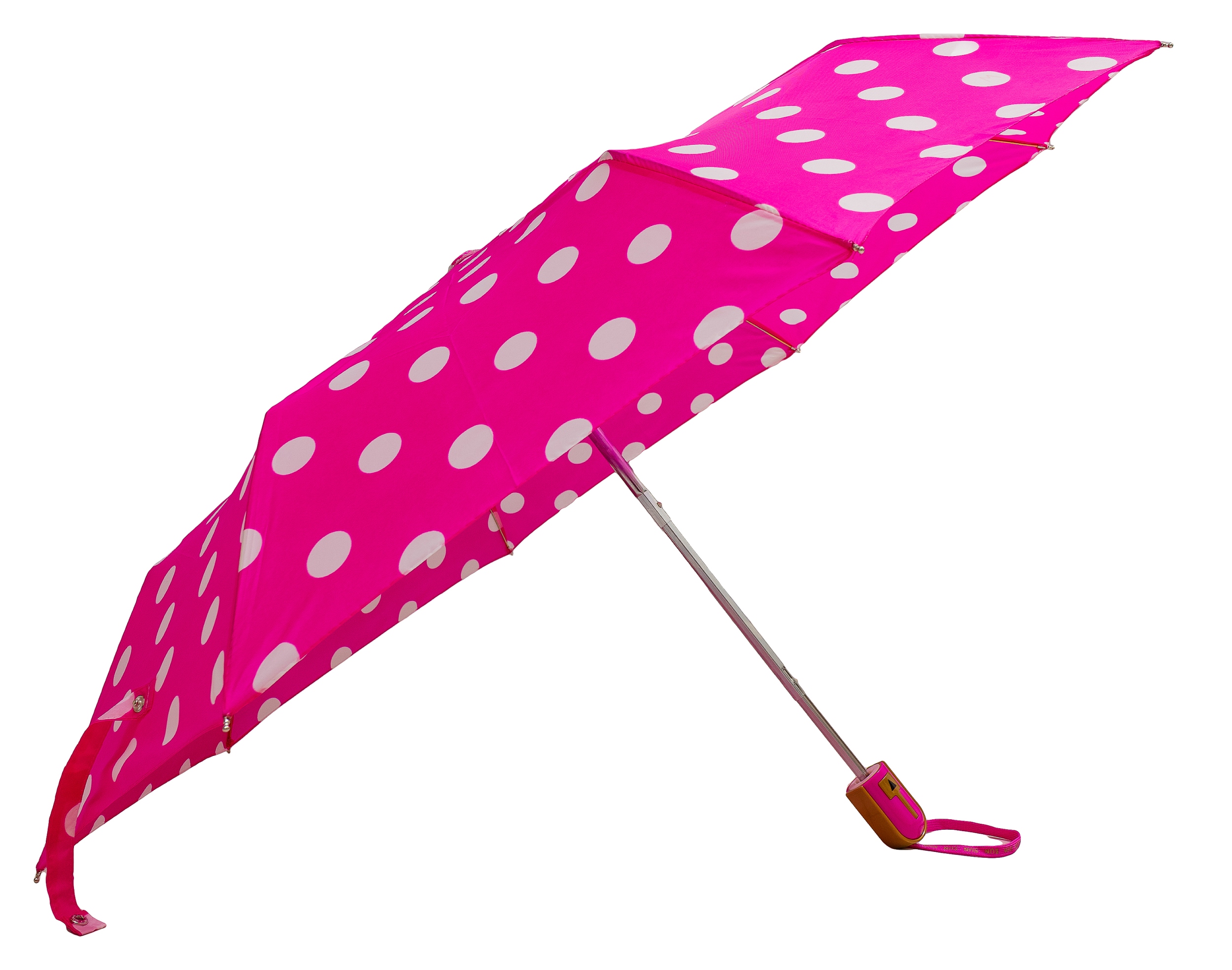 Pink White Polka dot Pattern Print Foldable Umbrella main image 1